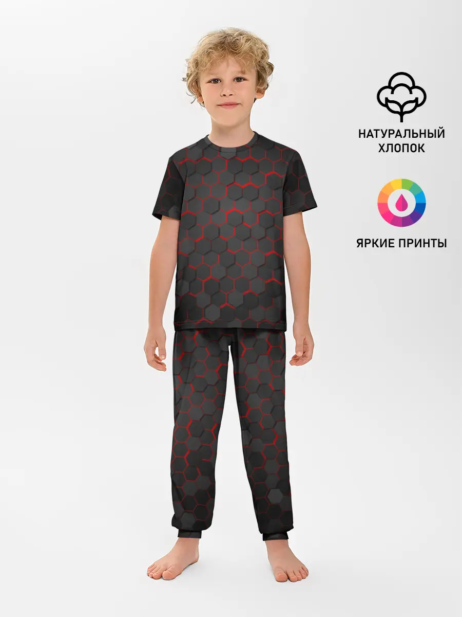 Детская пижама с брюками / OCTAGON красный