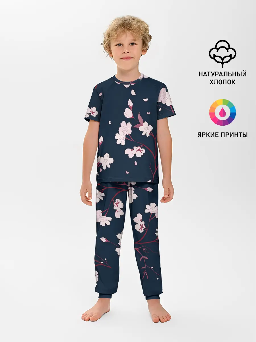 Детская пижама с брюками / Веточки сакуры