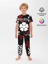 Детская пижама с брюками / Логотип черный клевер и маленькие листья