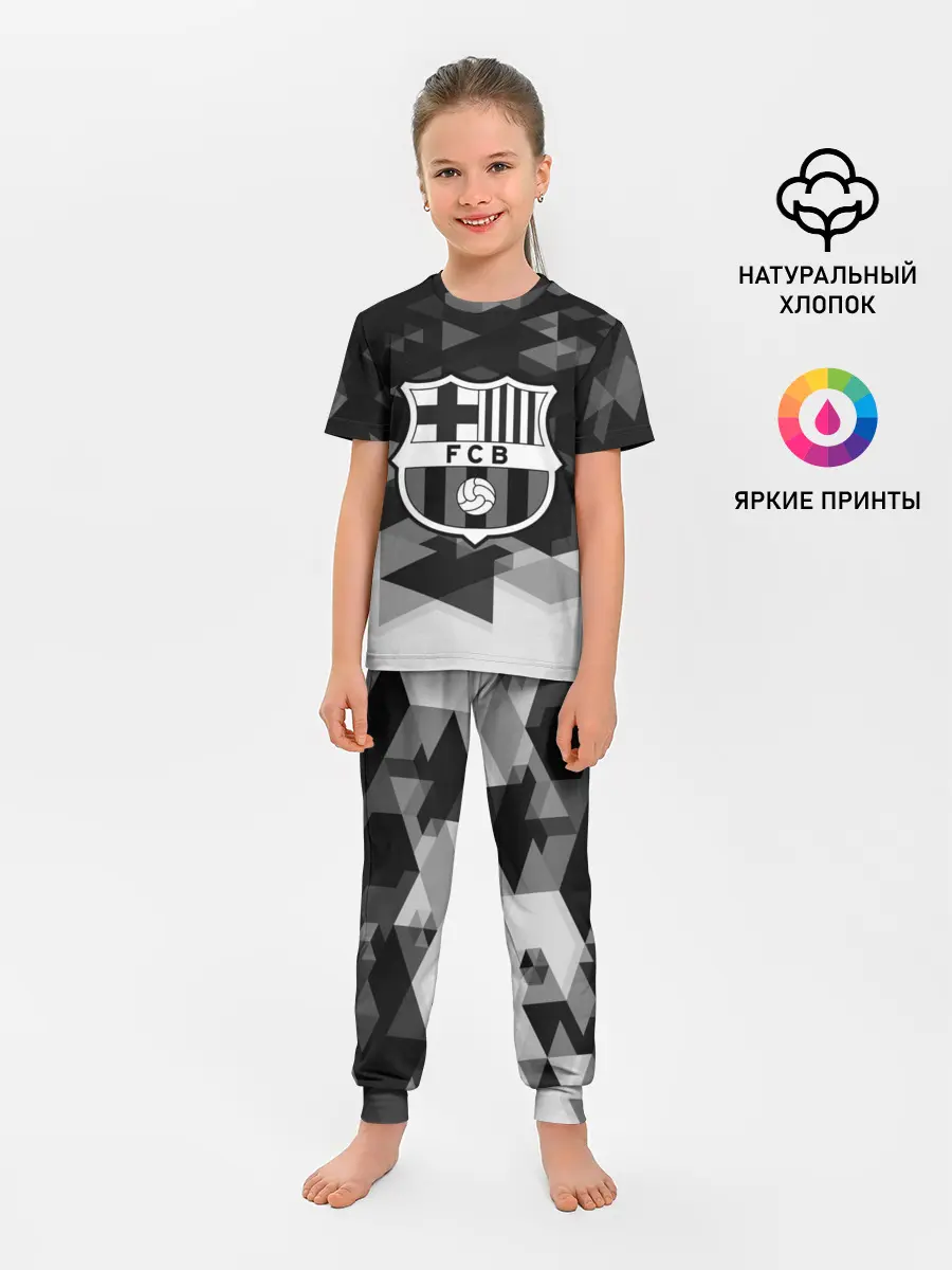 Детская пижама с брюками / FC Barcelona sport geometry