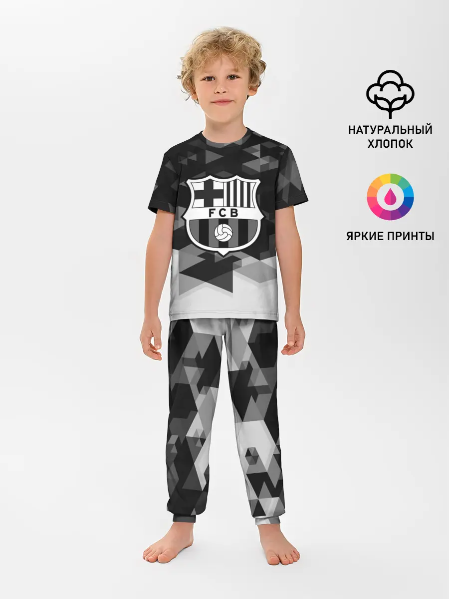 Детская пижама с брюками / FC Barcelona sport geometry