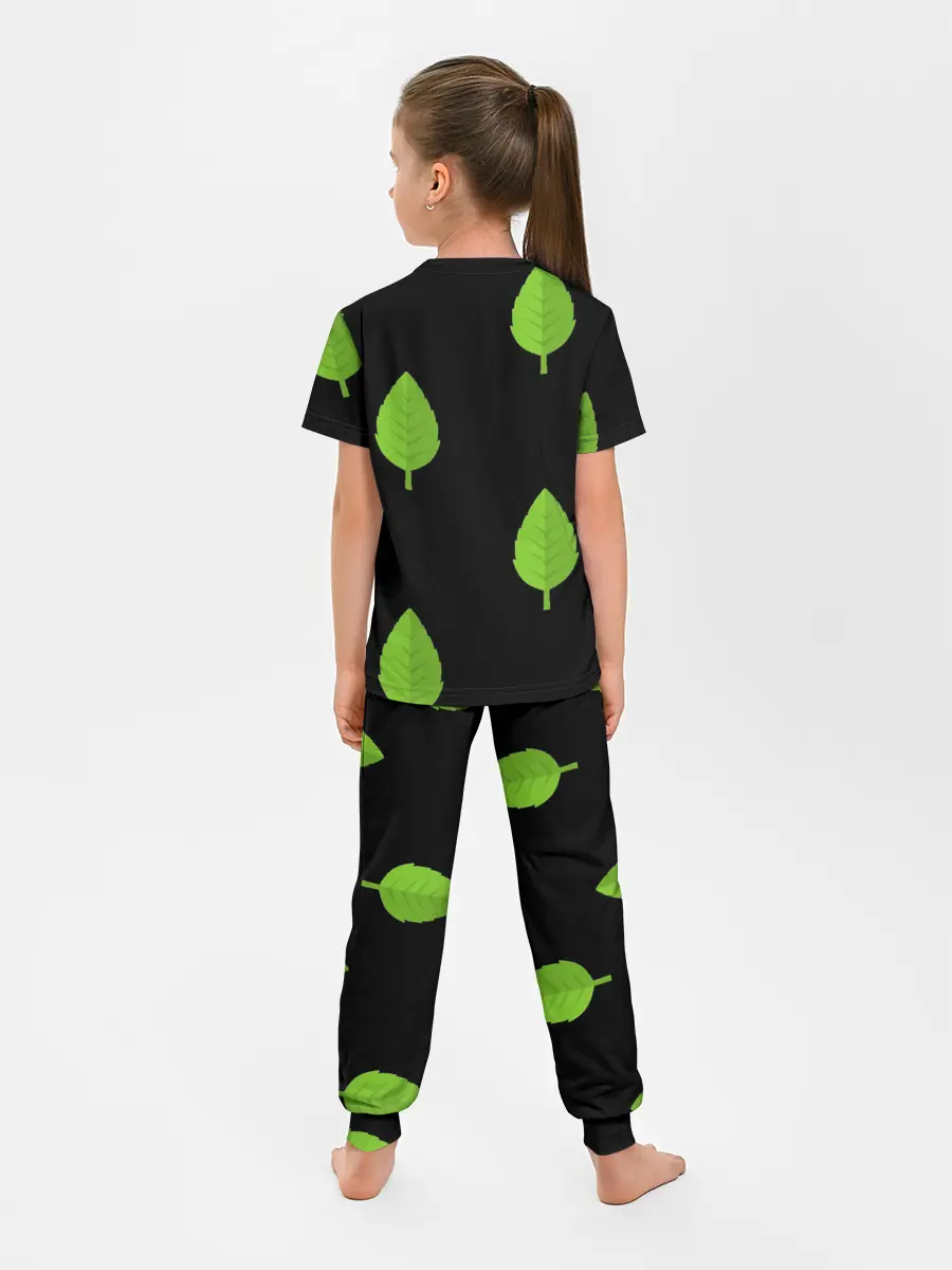 Детская пижама с брюками / Птица и листочек