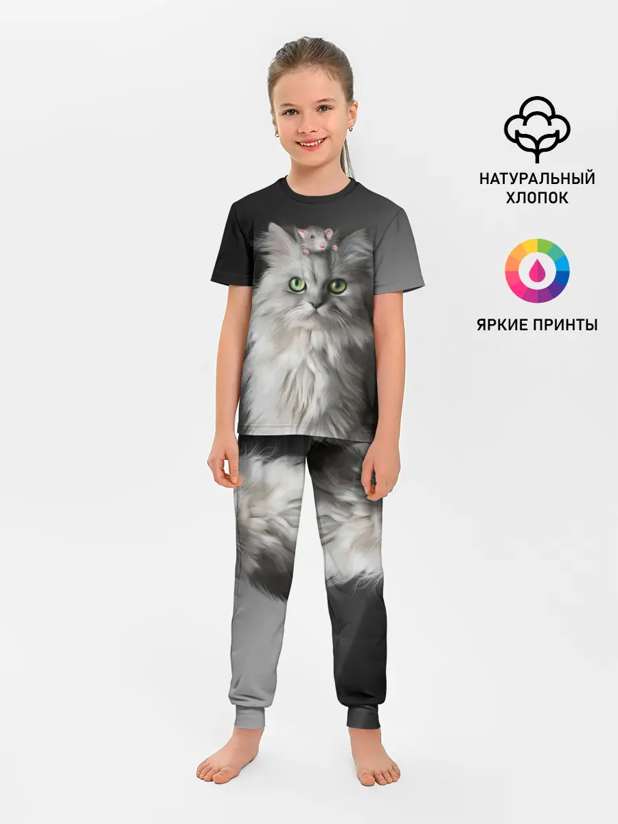 Детская пижама с брюками / Кот и мышка