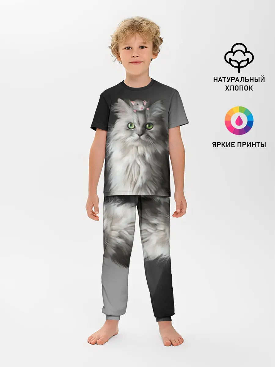 Детская пижама с брюками / Кот и мышка