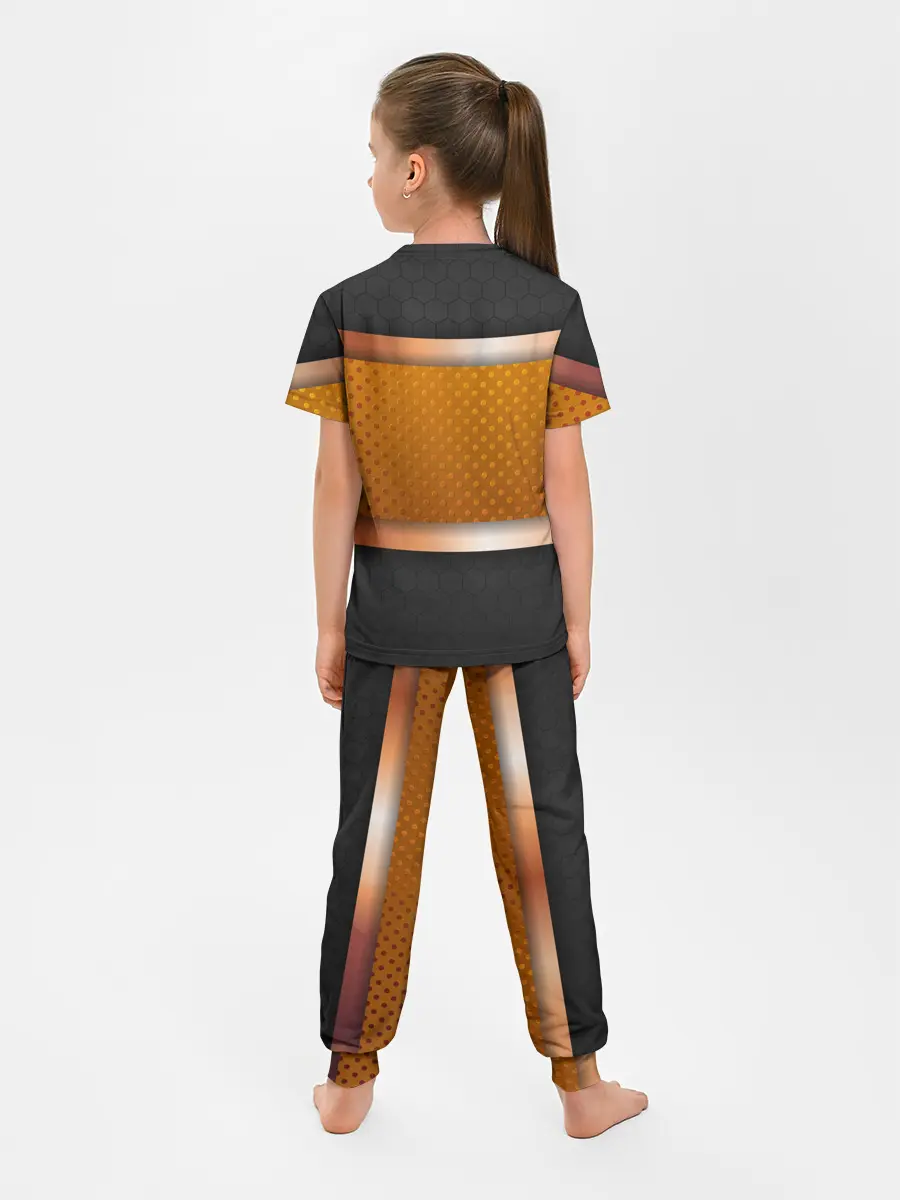 Детская пижама с брюками / 3d gold / black