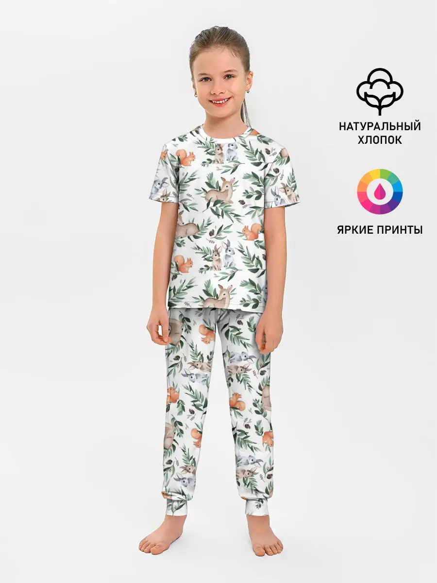 Детская пижама с брюками / Лесные животные