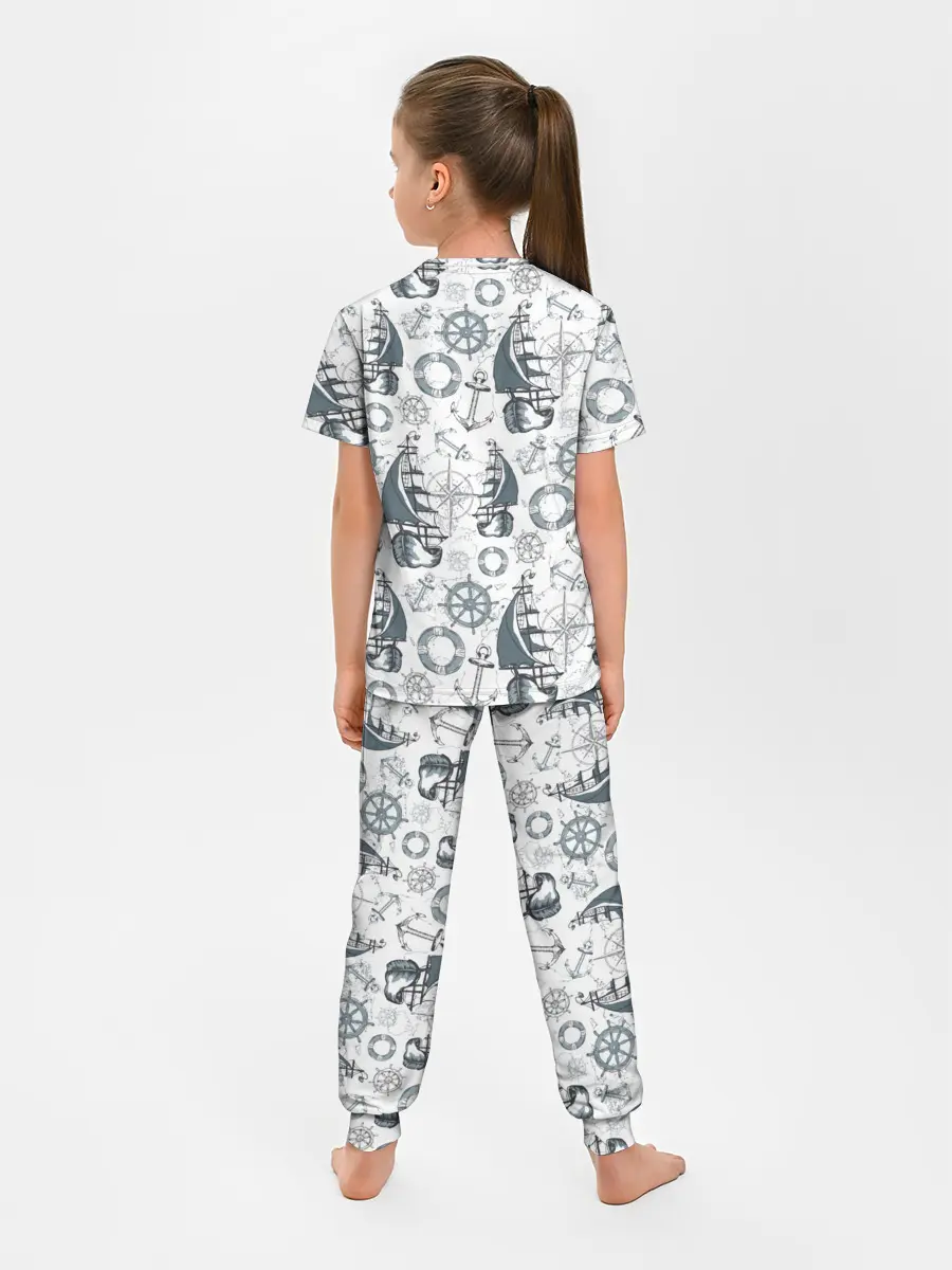 Детская пижама с брюками / Морской узор Nautical Pattern
