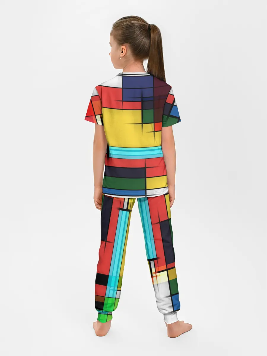 Детская пижама с брюками / абстрактные фигуры цвета