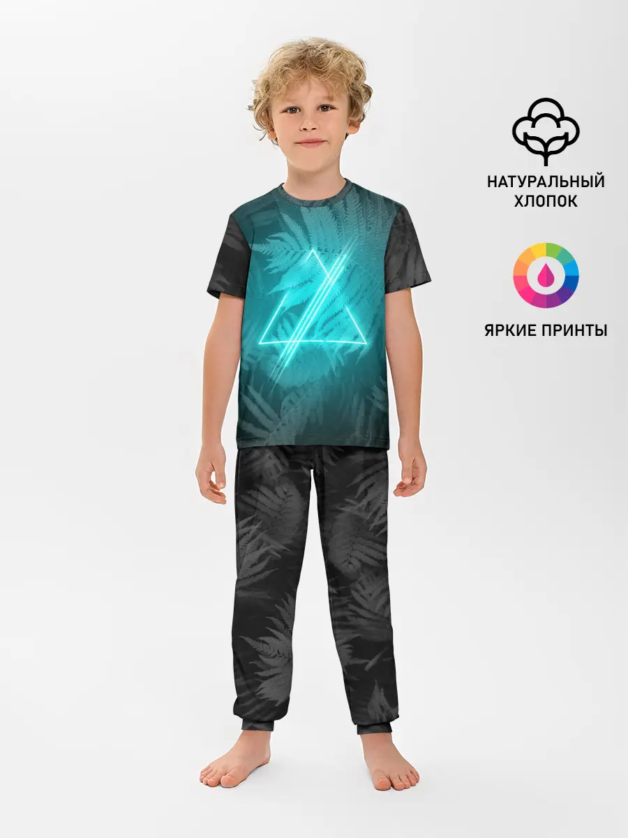 Детская пижама с брюками / Neon light blue