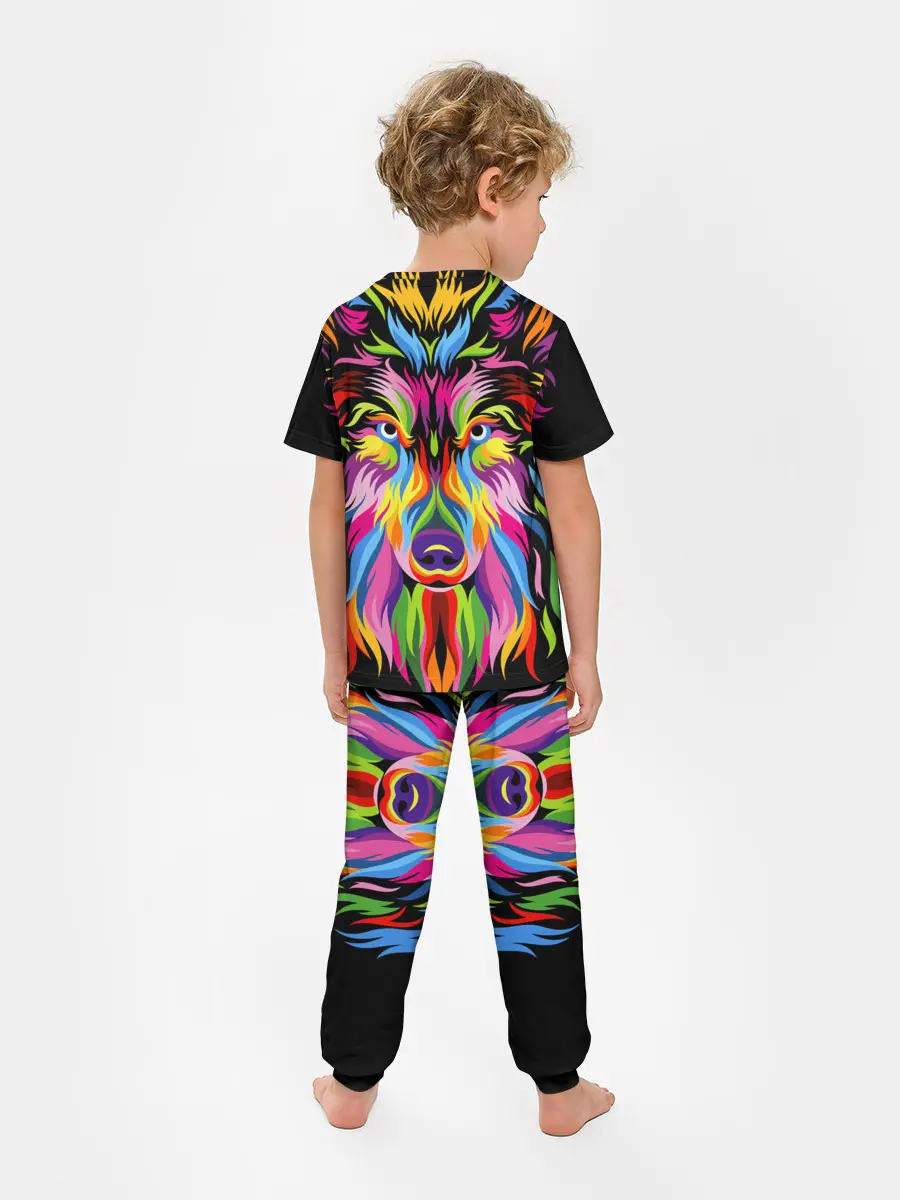 Детская пижама с брюками / Neon wolf