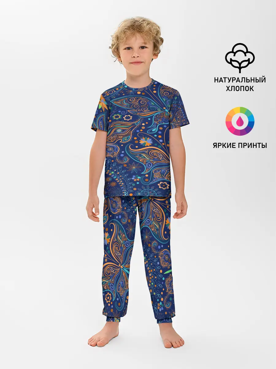 Детская пижама с брюками / Необычные узоры