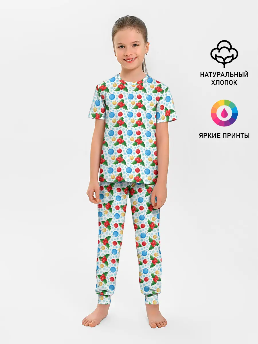 Детская пижама с брюками / Новогодняя Символика