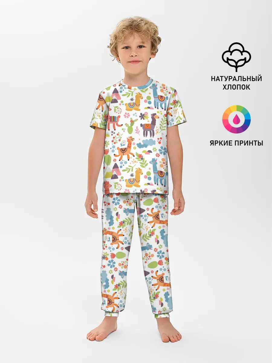 Детская пижама с брюками / Ламы