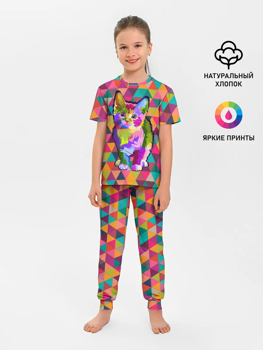 Детская пижама с брюками / Котик