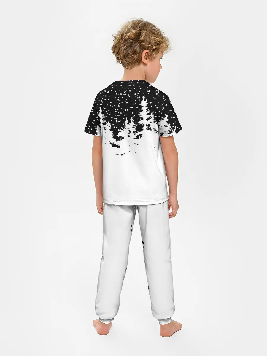 Детская пижама с брюками / Тигр в шубе Санта Клауса