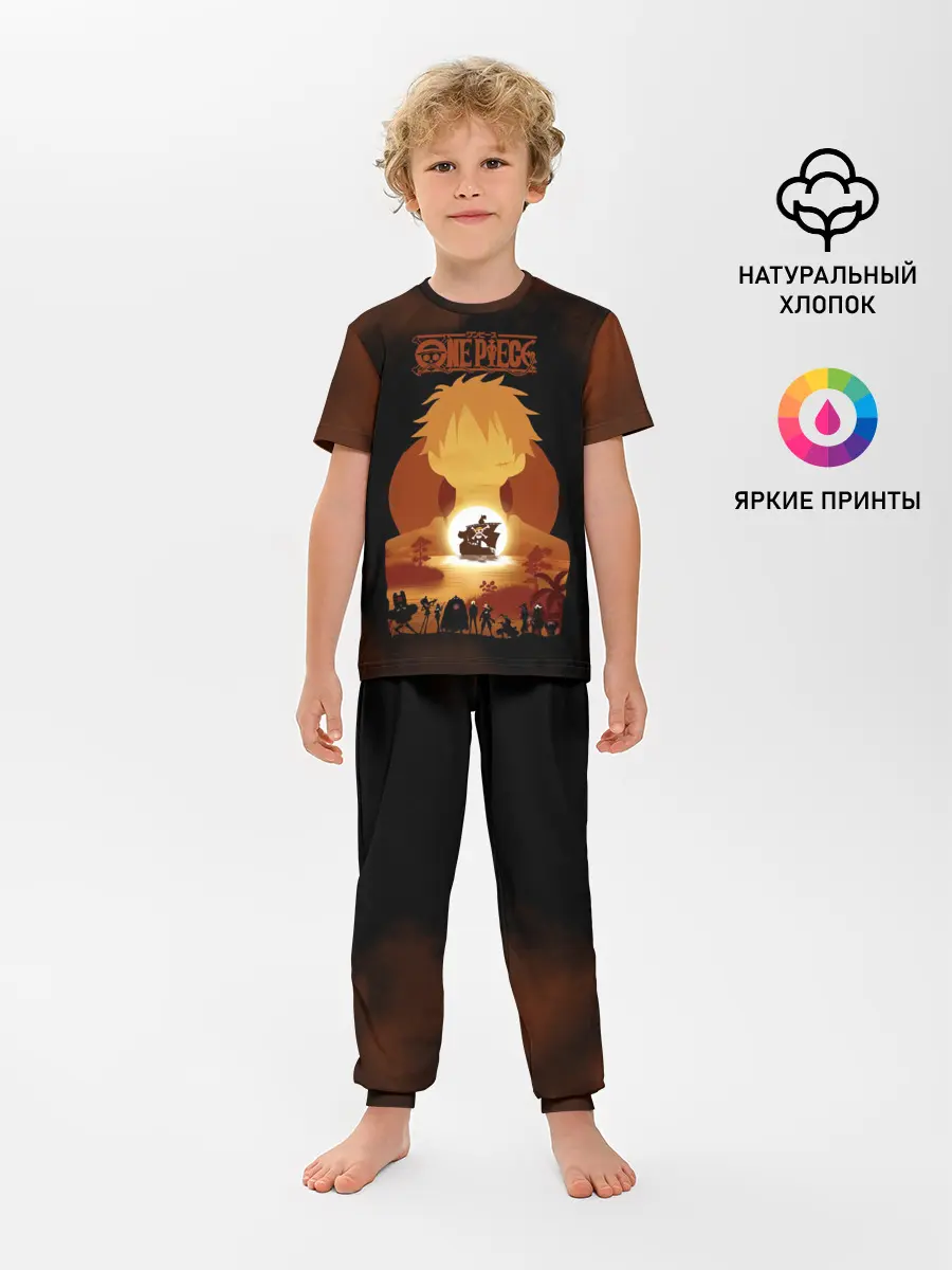 Детская пижама с брюками / One Piece пираты Соломенной Шляпы
