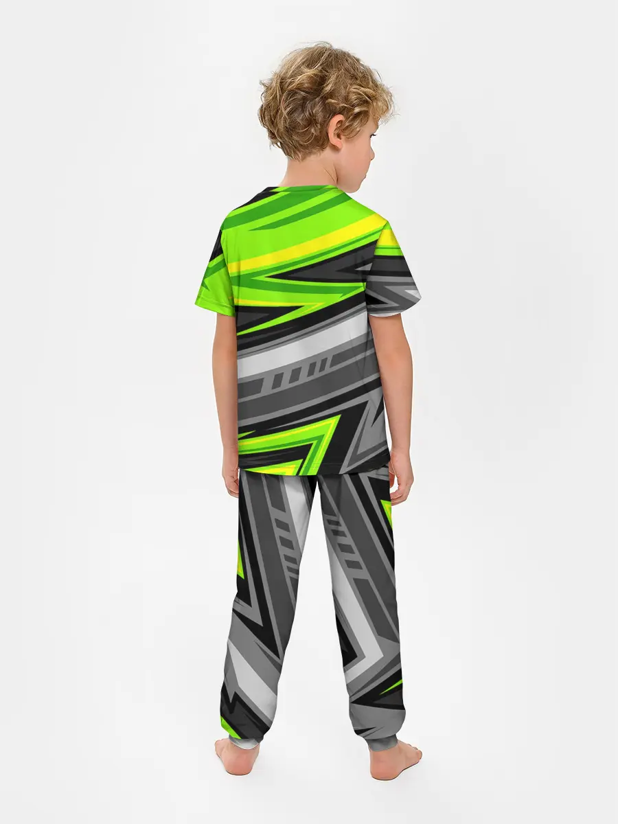 Детская пижама с брюками / Зеленые линии