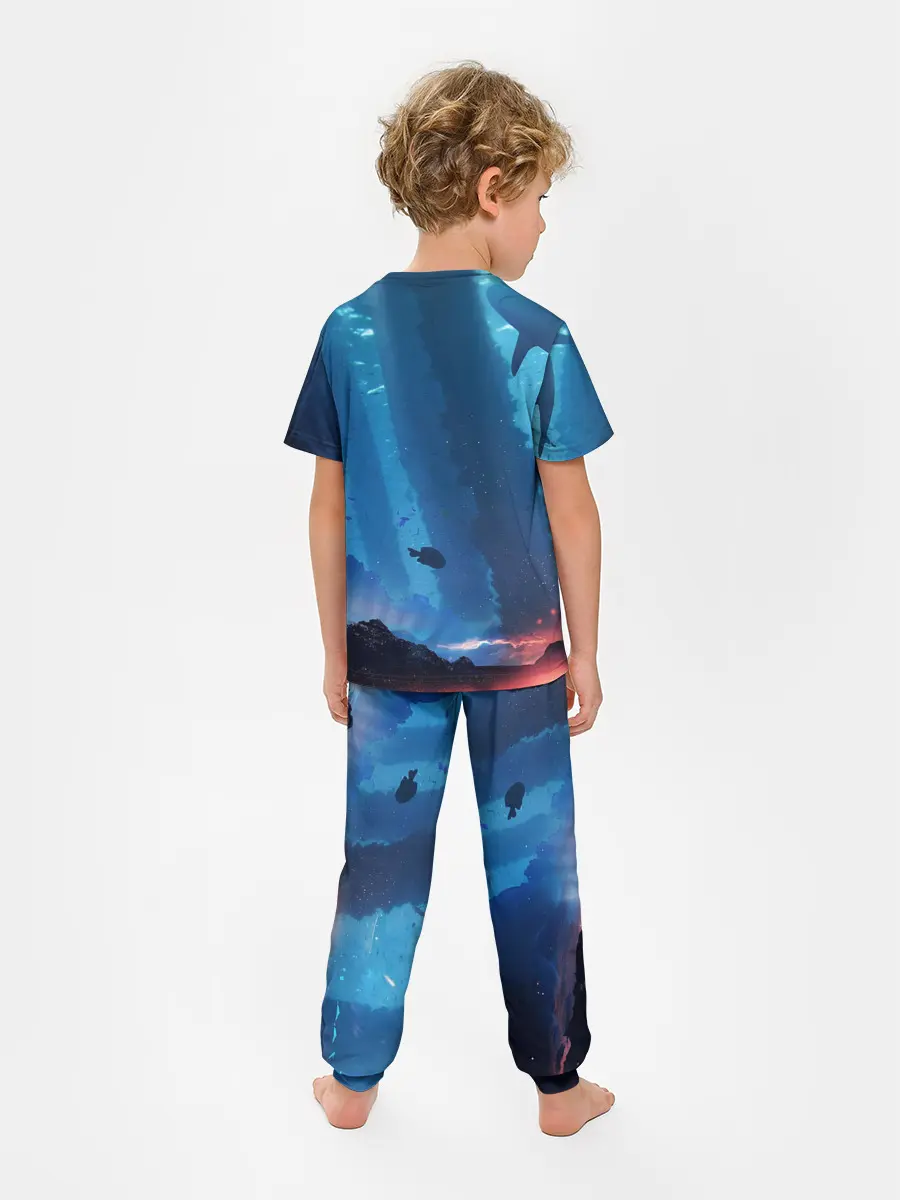 Детская пижама с брюками / Подводный мир | Силуэт