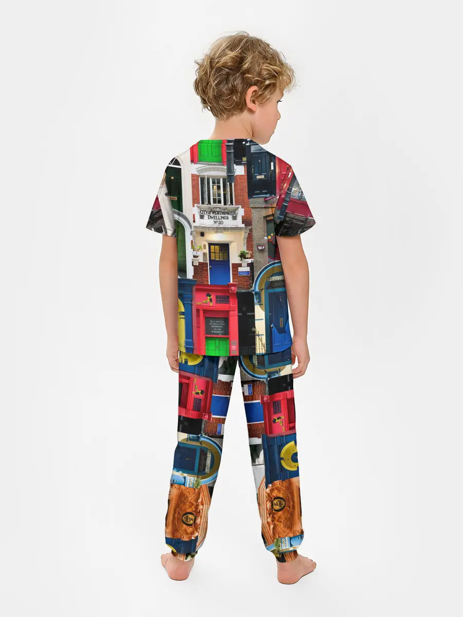 Детская пижама с брюками / London doors цифровой коллаж