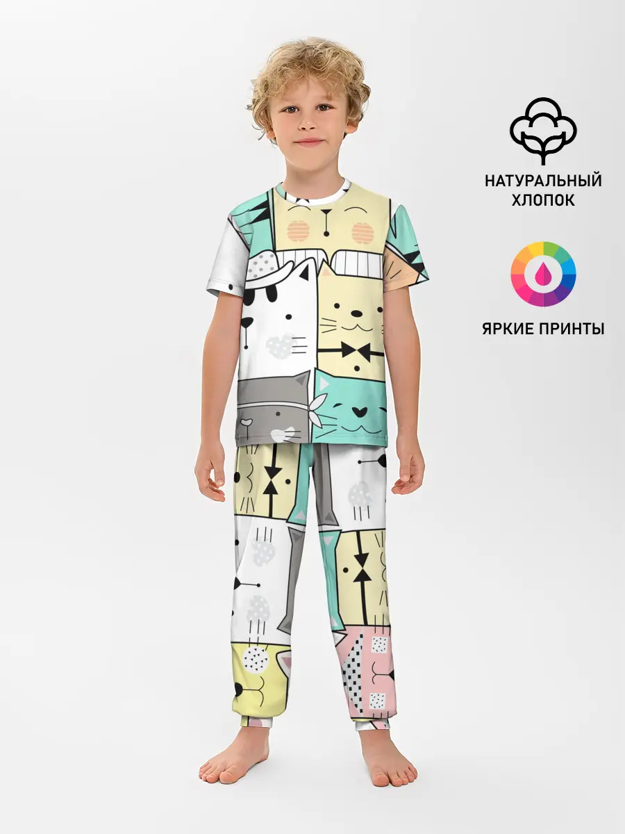 Детская пижама с брюками / ДЕЛОВЫЕ КОТЕЙКИ | ЛЮБЛЮ КОТОВ