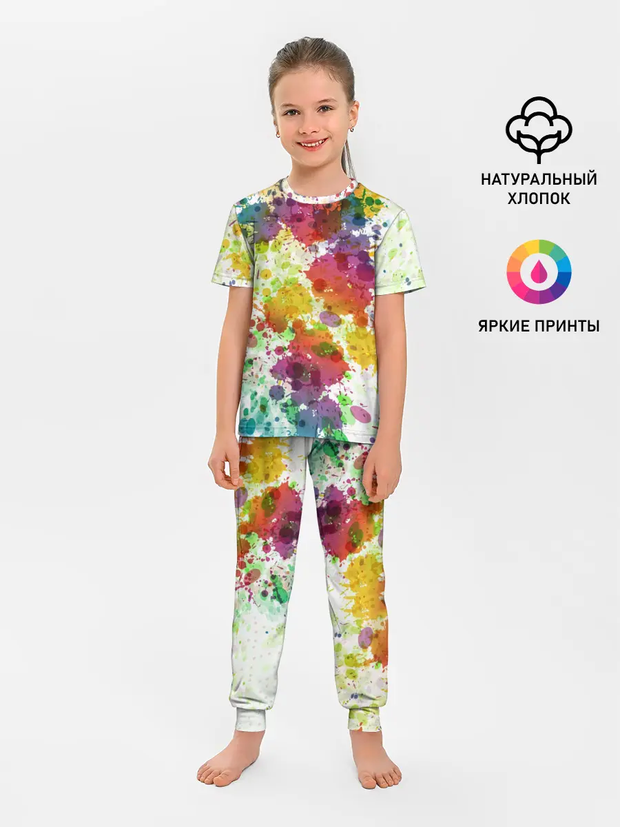 Детская пижама с брюками / Красно-жёлтые пятна