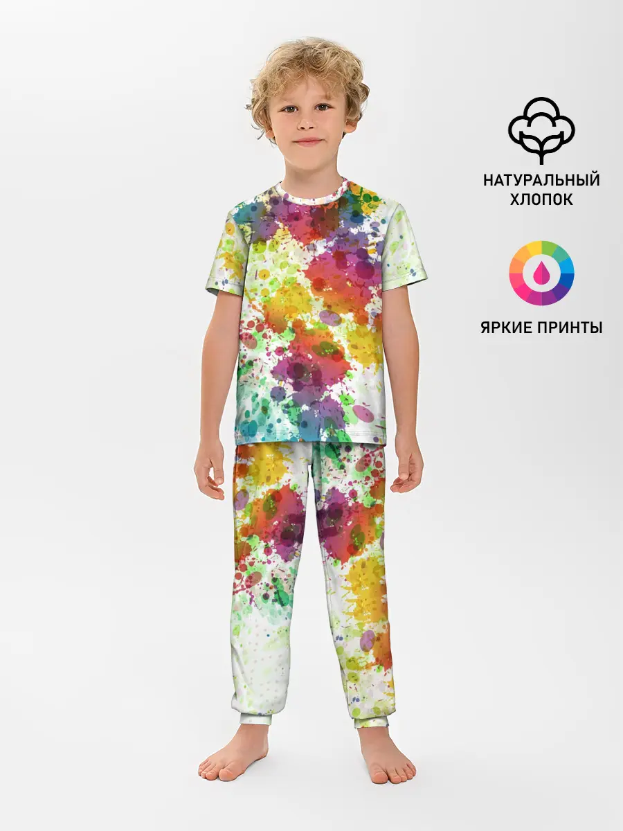 Детская пижама с брюками / Красно-жёлтые пятна