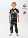 Детская пижама с брюками / Черно-белый паттерн с иероглифами