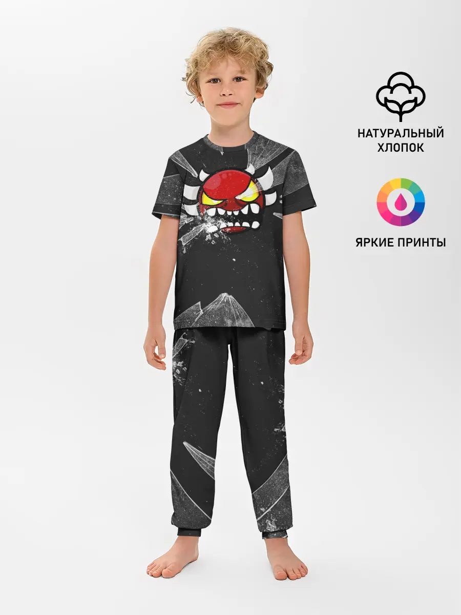 Детская пижама с брюками / Геометри Даш осколки | Geometry Dash