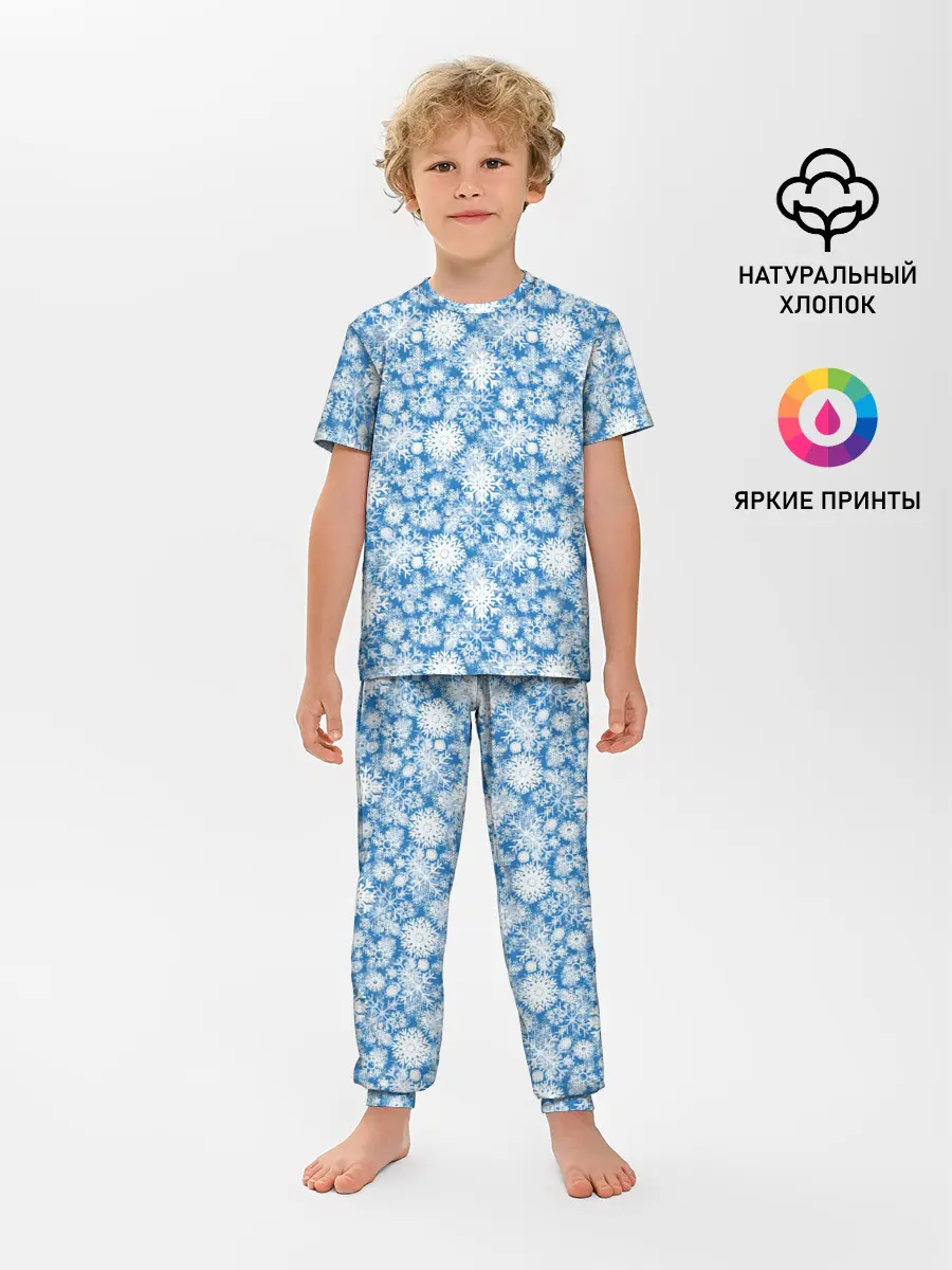 Детская пижама с брюками / Узоры Снежных Хлопьев