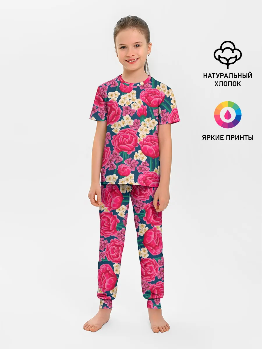 Детская пижама с брюками / Поле роз