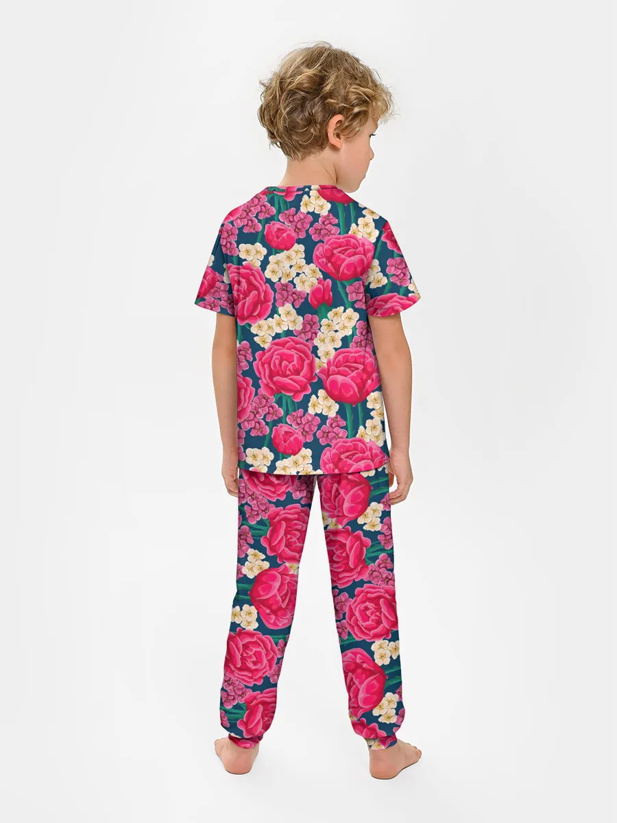 Детская пижама с брюками / Поле роз
