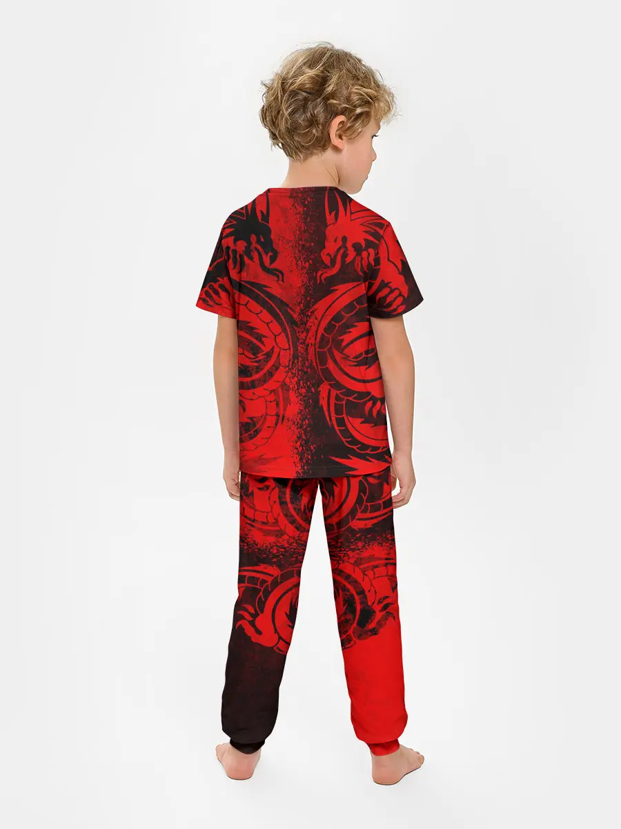 Детская пижама с брюками / BLACK RED DRAGONS TATOO