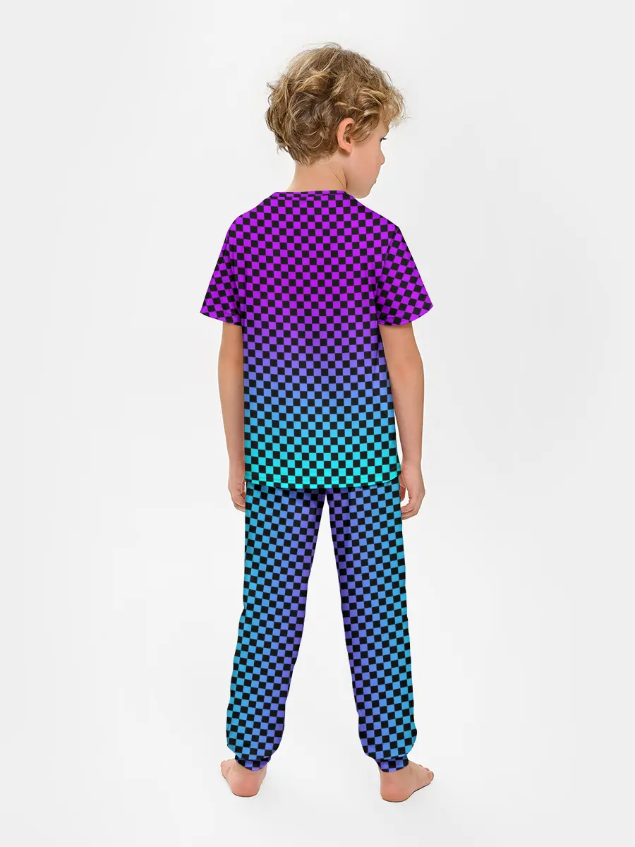 Детская пижама с брюками / НЕОНОВАЯ ШАХМАТКА