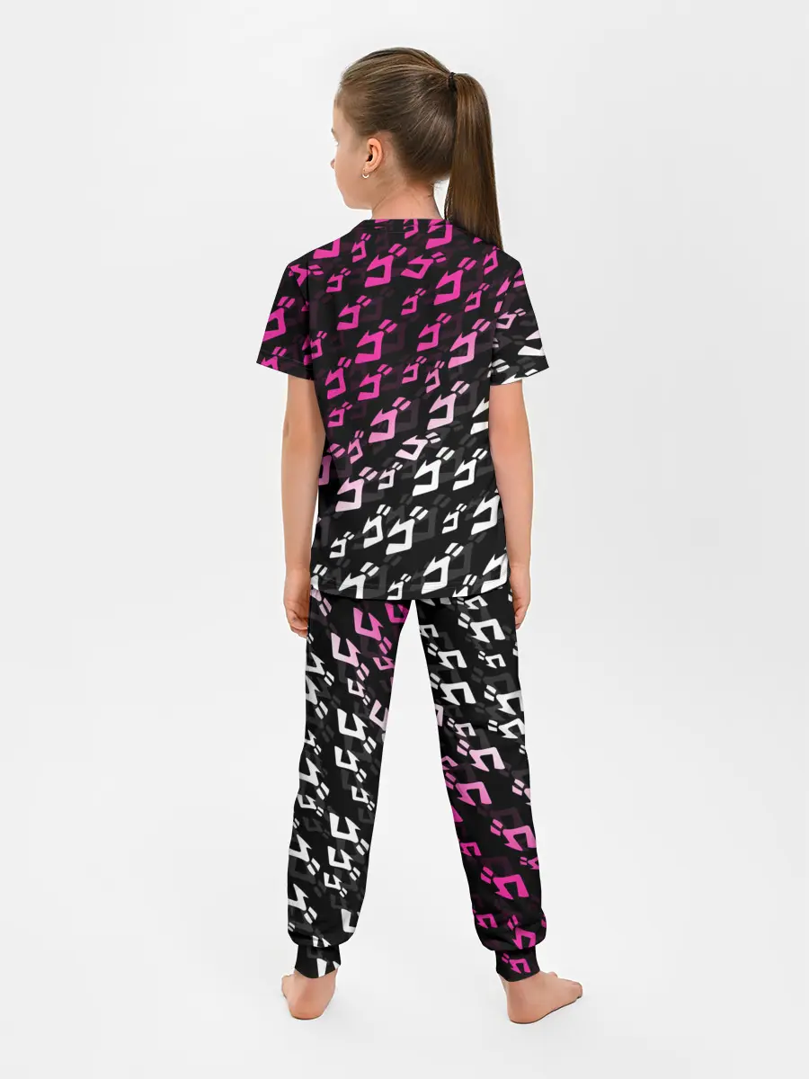 Детская пижама с брюками / Розовобелый паттерн джоджо