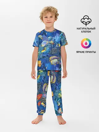 Детская пижама с брюками / Коралловые рыбки