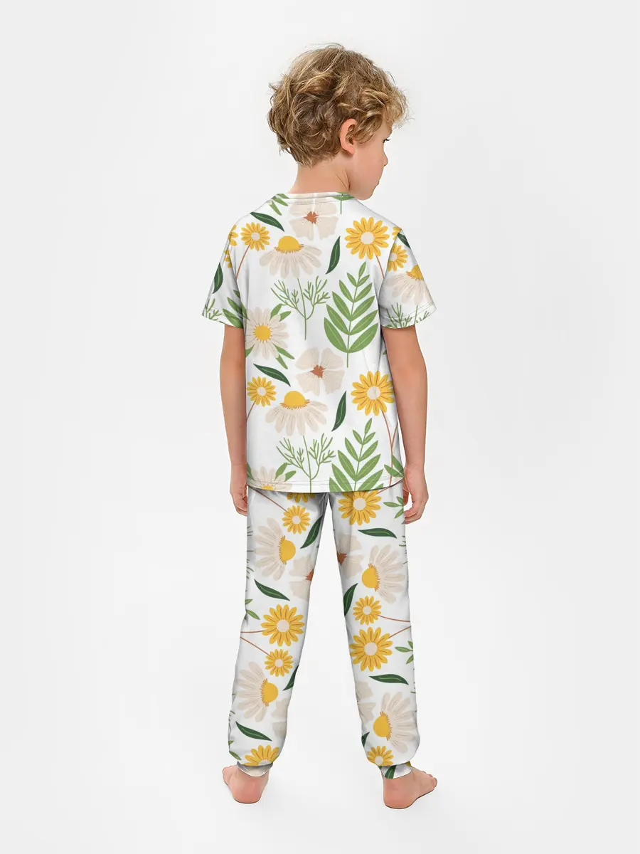 Детская пижама с брюками / Цветы и листья