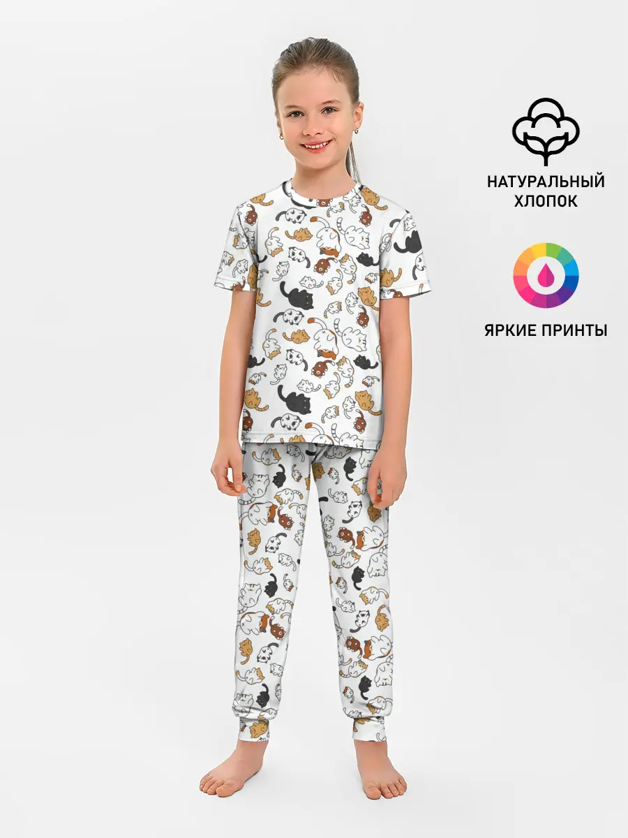 Детская пижама с брюками / Котики.