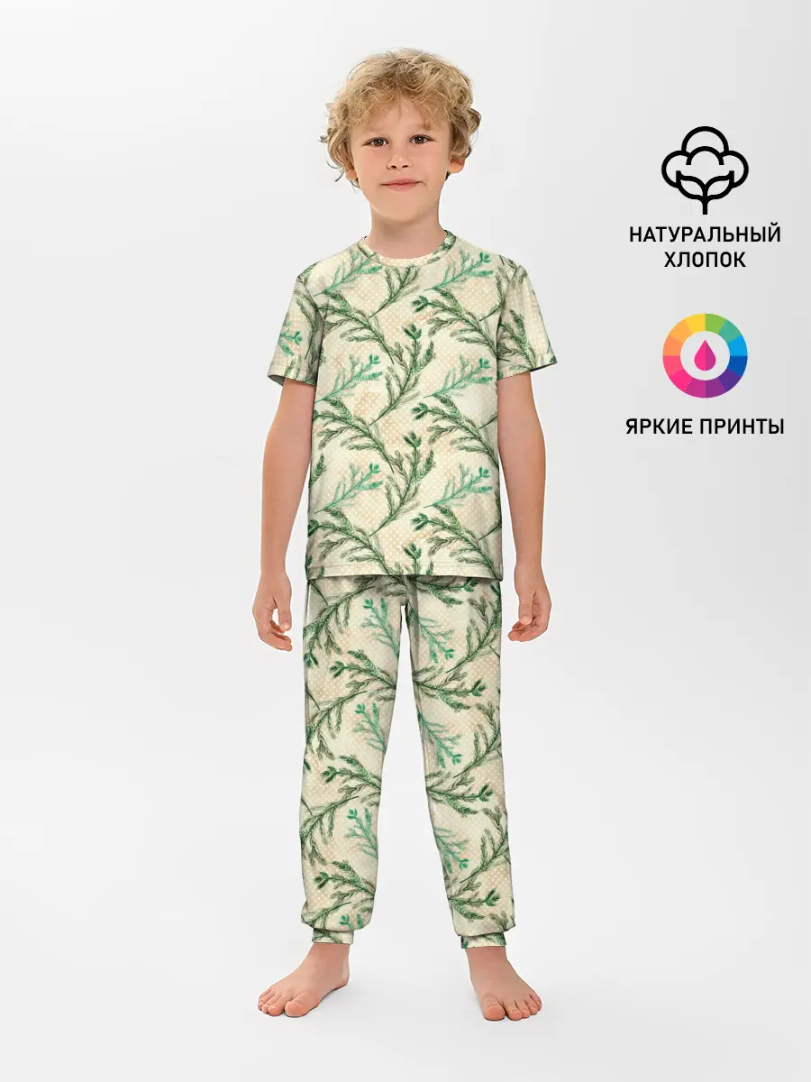 Детская пижама с брюками / Ель новогодняя