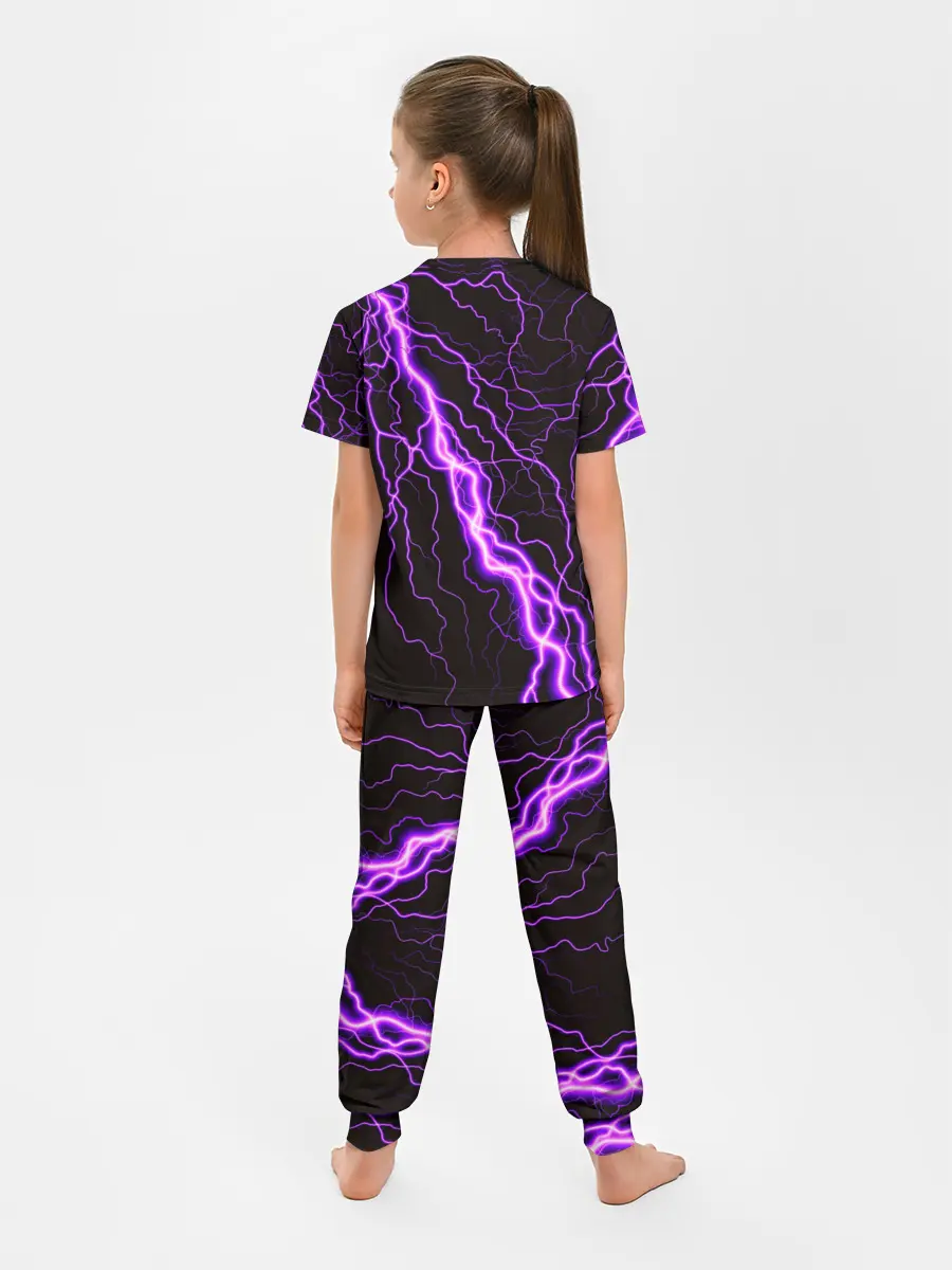 Детская пижама с брюками / GENSHIN IMPACT МОЛНИЯ НЕОН