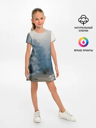 Детское платье / Зимний пейзаж картина маслом