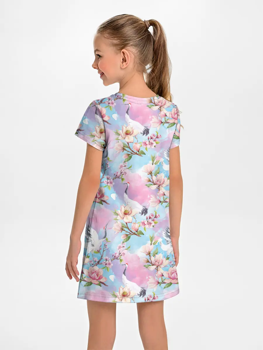 Детское платье / Узор с журавлями