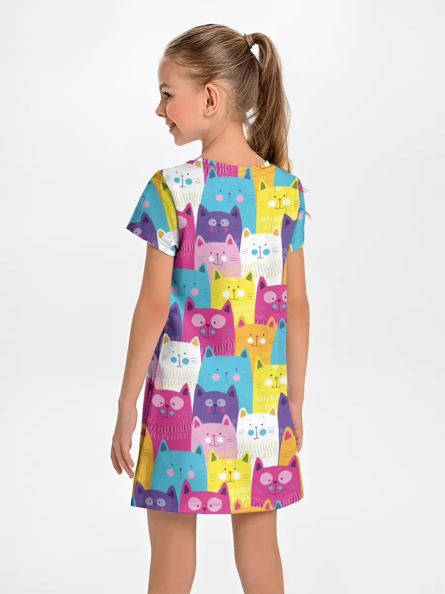 Детское платье / Разноцветные котики