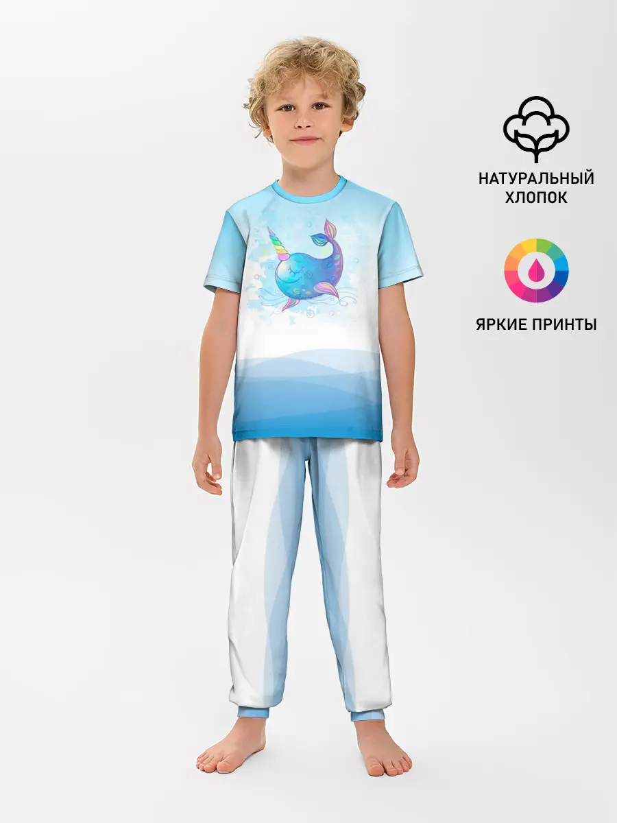 Детская пижама с брюками / Дельфин единорог