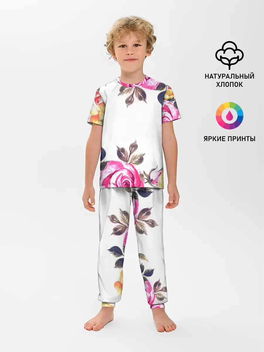 Детская пижама с брюками / Розы