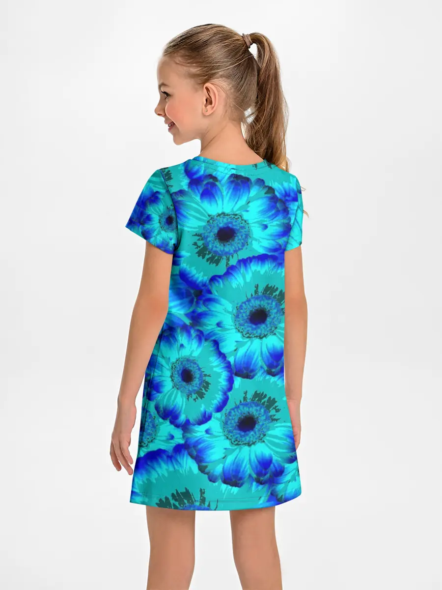 Детское платье / Голубые хризантемы