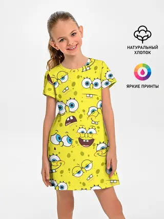 Детское платье / Губка Боб / SpongeBob pattern