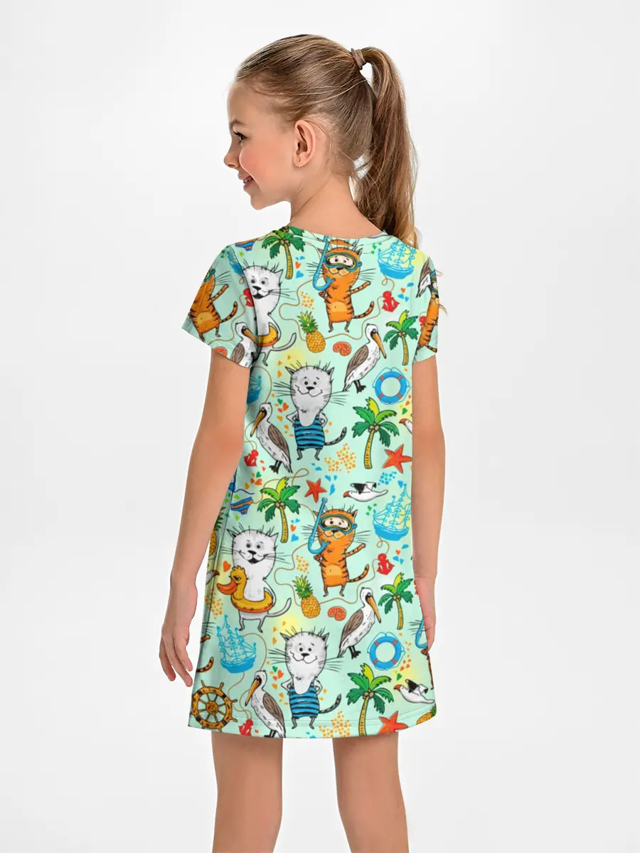 Детское платье / Коты на отдыхе