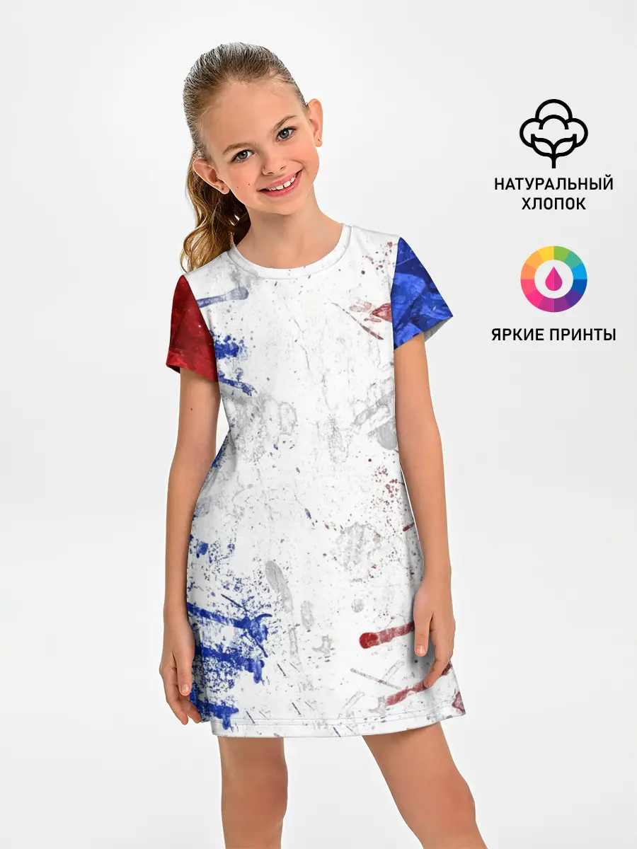 Детское платье / BLUE WHITE & RED