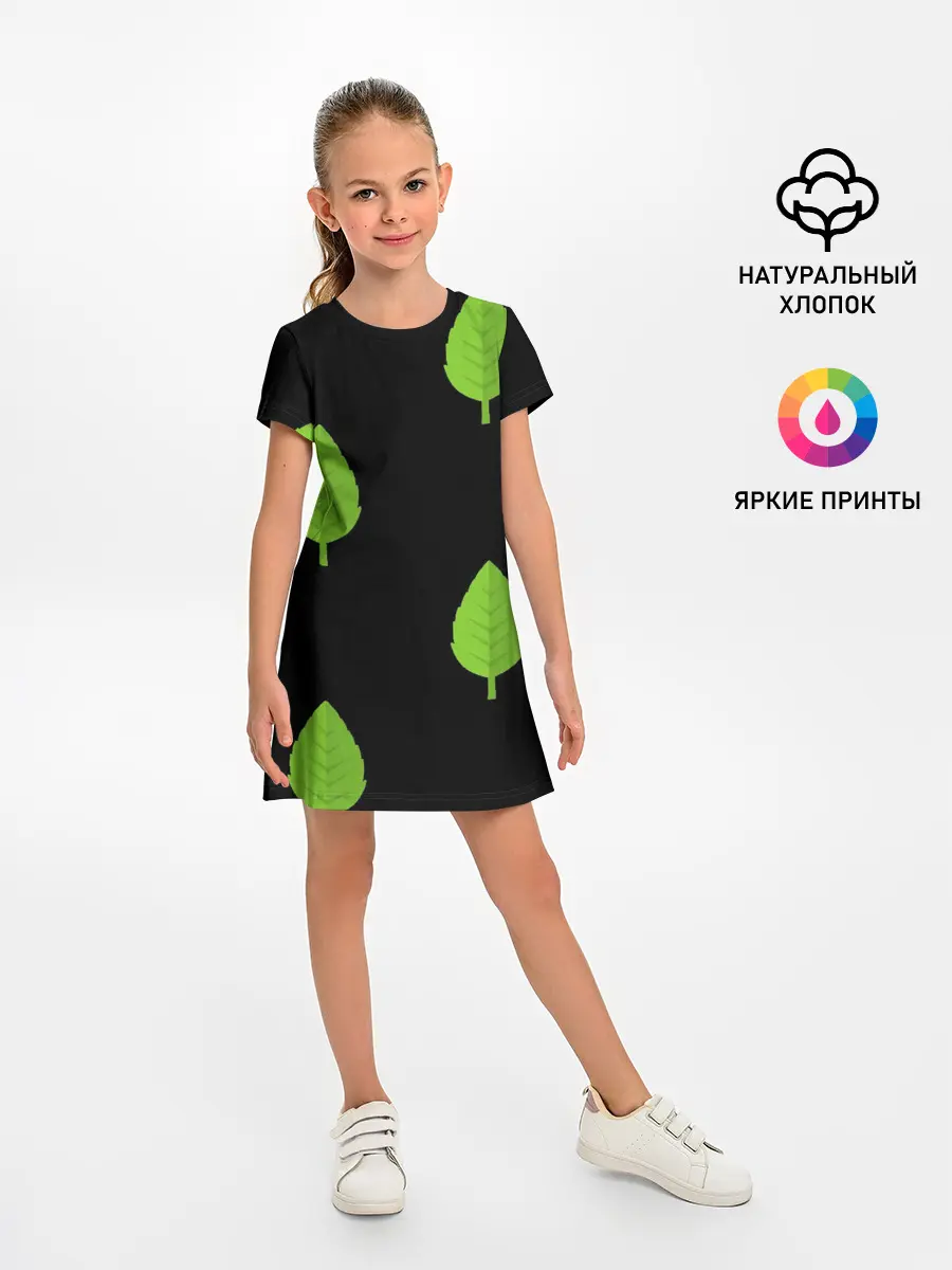 Детское платье / Птица и листочек