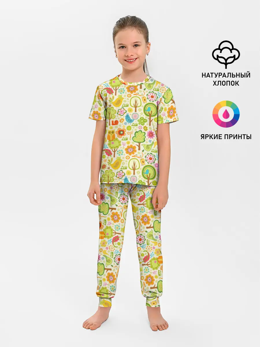 Детская пижама с брюками / Летний Орнамент